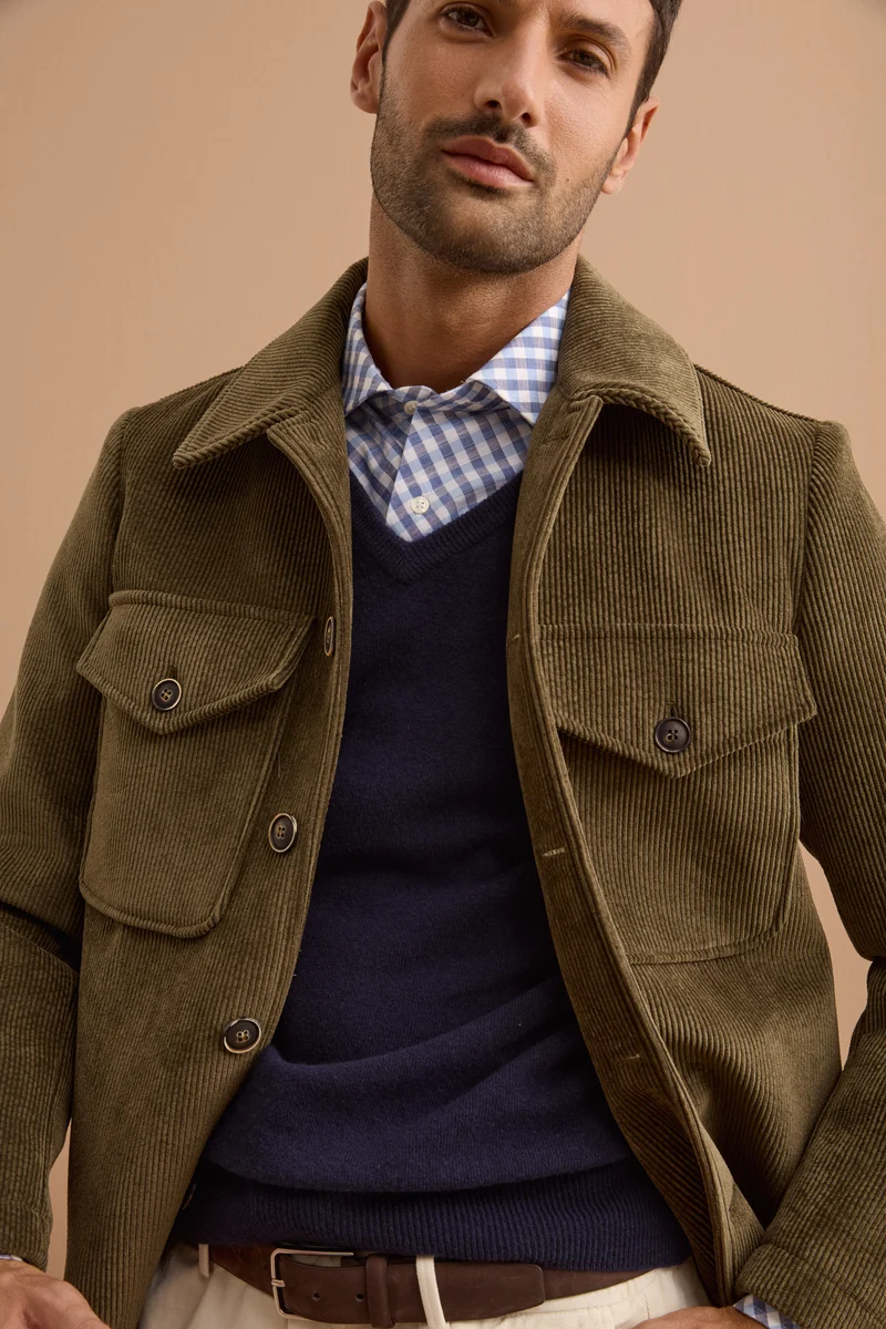 Giubbotto Overshirt in Velluto a Coste - VERDE