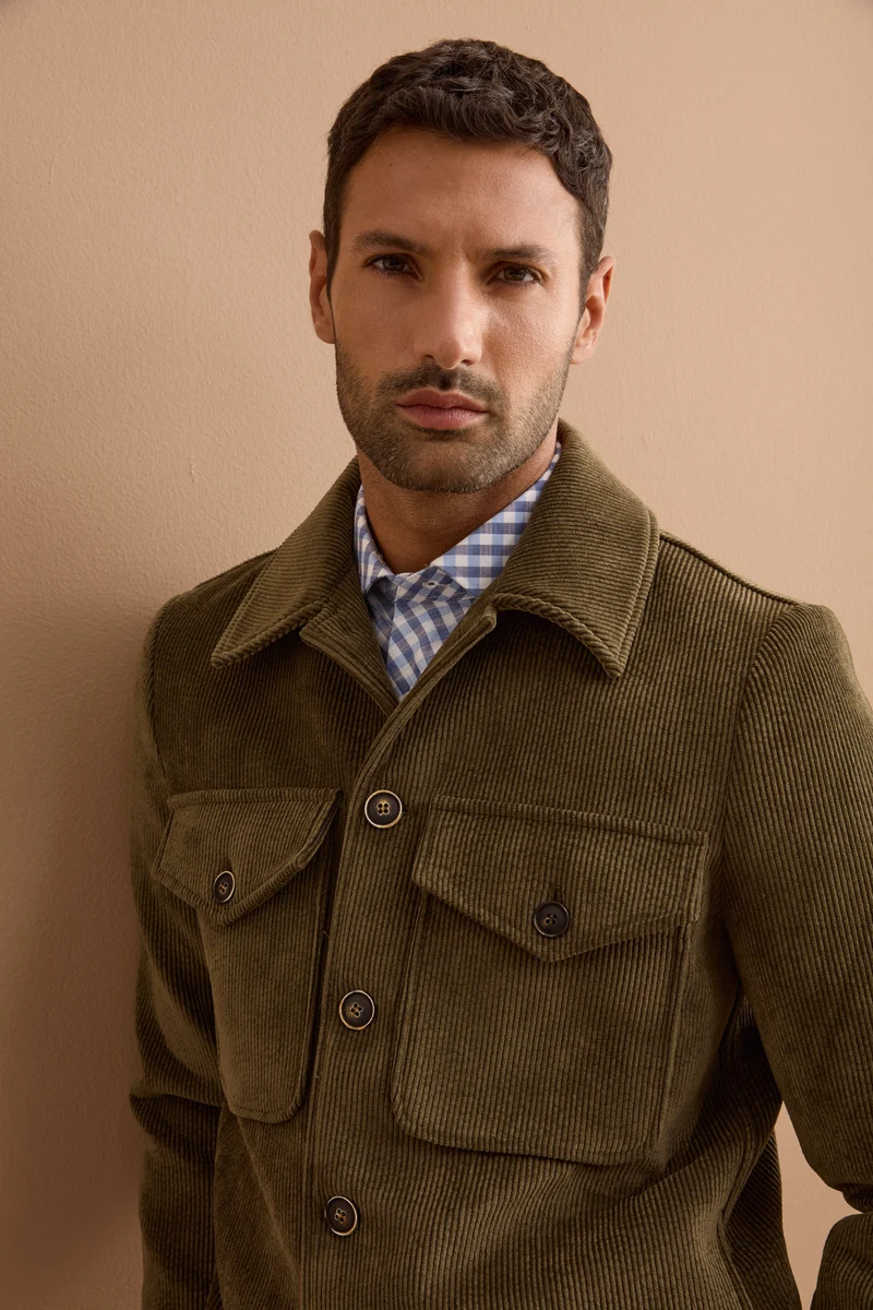 Giubbotto Overshirt in Velluto a Coste - VERDE