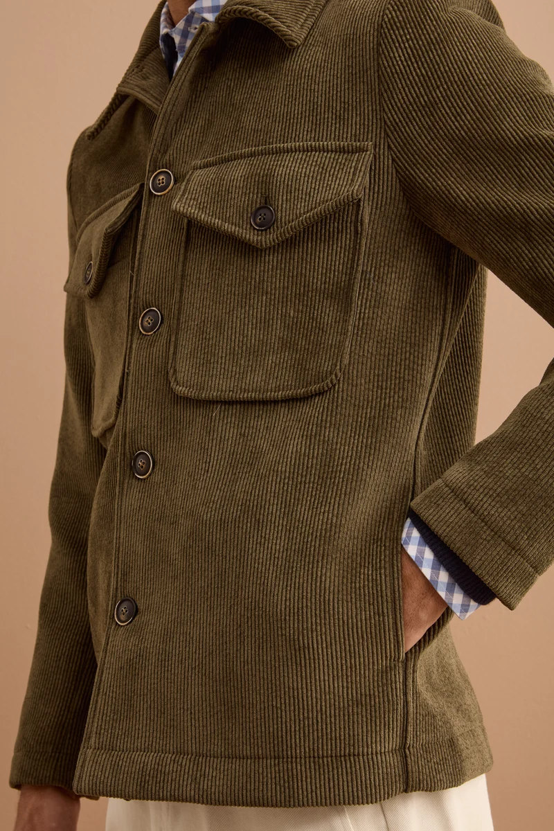 Giubbotto Overshirt in Velluto a Coste - VERDE