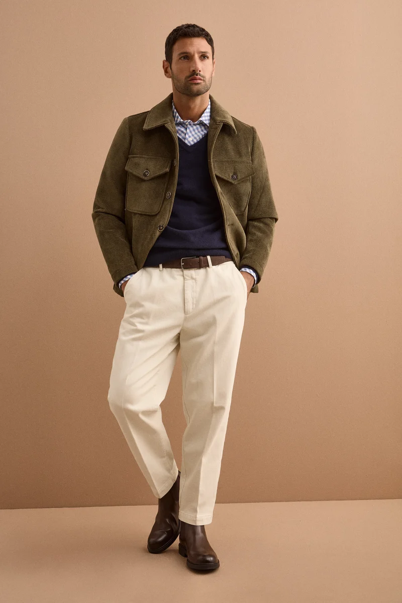 Giubbotto Overshirt in Velluto a Coste - VERDE