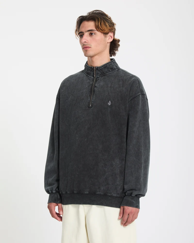 Single Stone Quarter Zip Sweatshirt - Light Acid Black