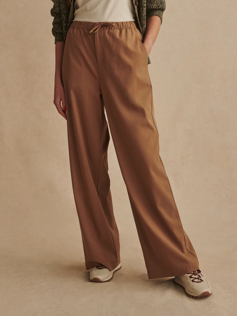 Textured Stretch Wide Leg Pant