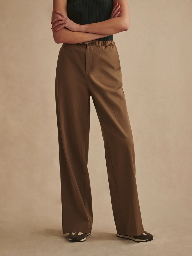 Textured Stretch Wide Leg Pant