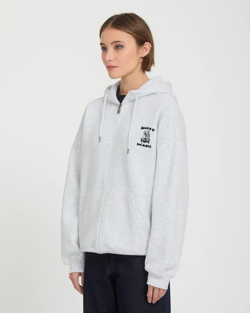Ozzy Fleece Zip Hoodie - Bone Heather