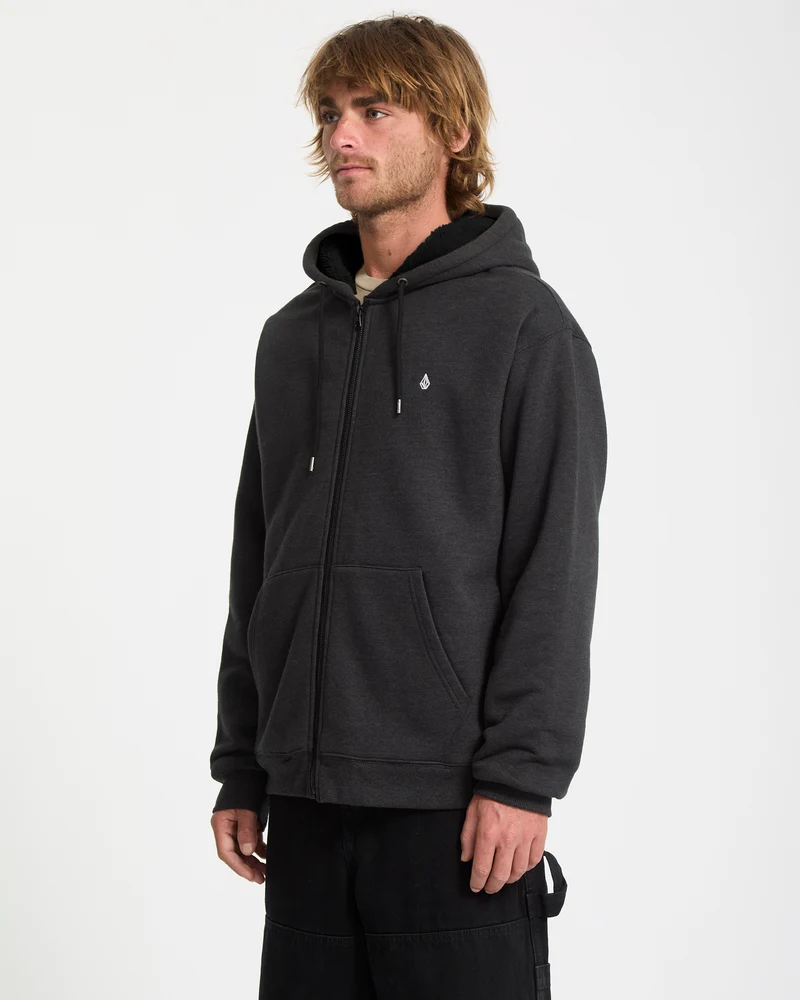 Single Stone Zip Sherpa Hoodie - Heather Black