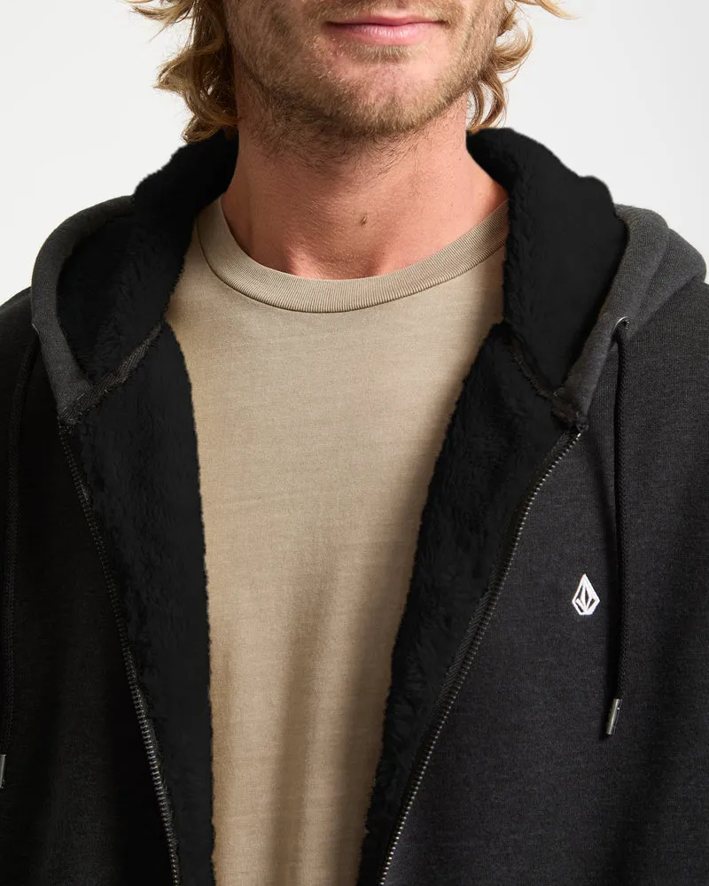 Single Stone Zip Sherpa Hoodie - Heather Black