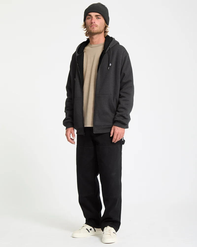 Single Stone Zip Sherpa Hoodie - Heather Black