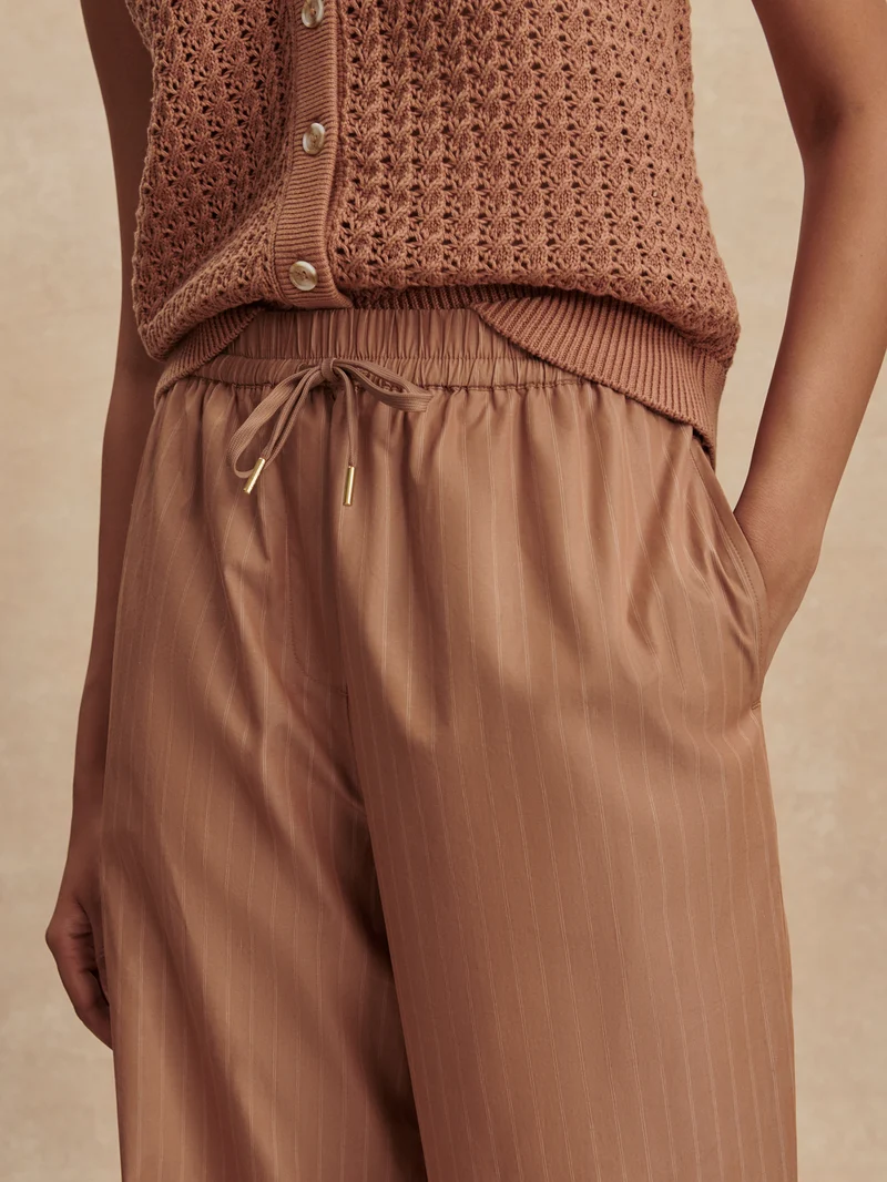 Light Cotton Stripe Straight Leg Pant