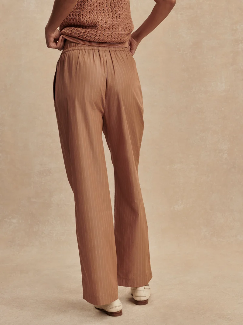 Light Cotton Stripe Straight Leg Pant