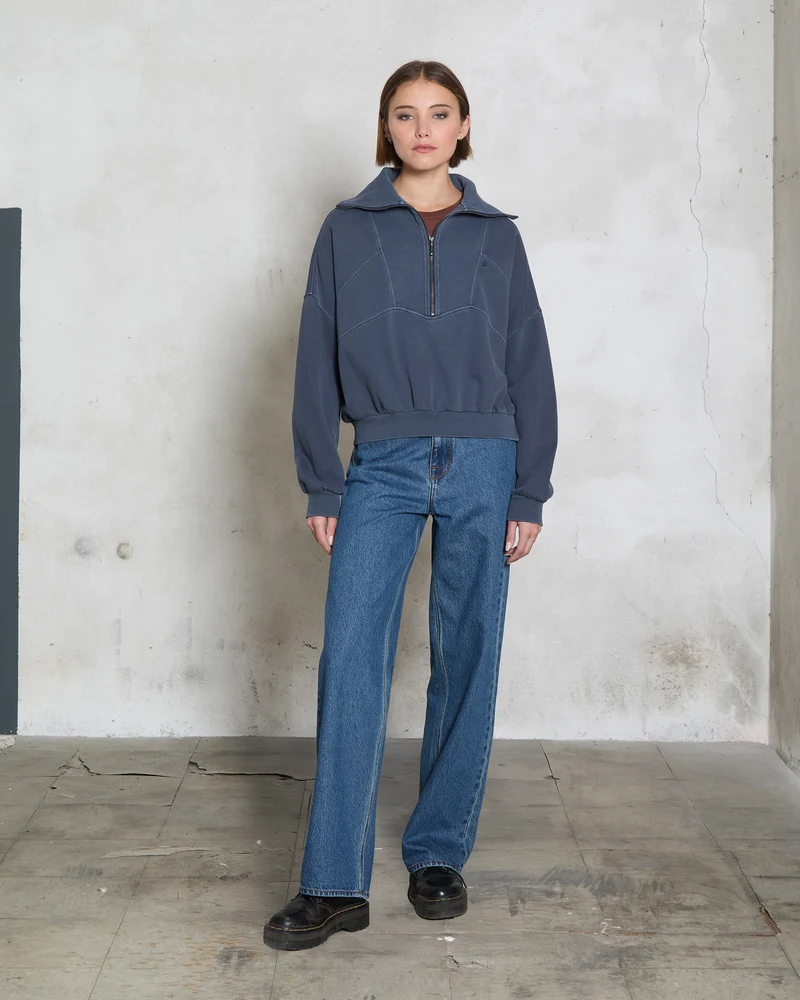 Reetrocity Quarter Zip Sweatshirt - Storm Blue