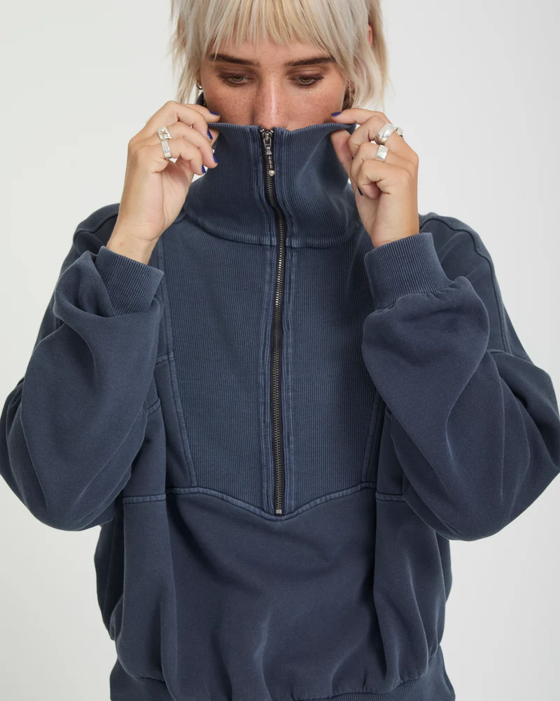Reetrocity Quarter Zip Sweatshirt - Storm Blue