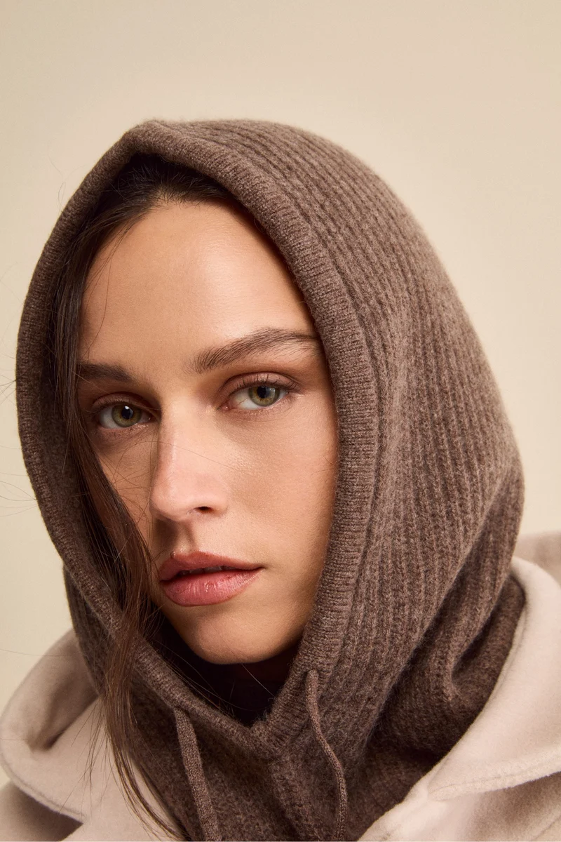 Balaclava a Coste in Cashmere - CASTAGNA