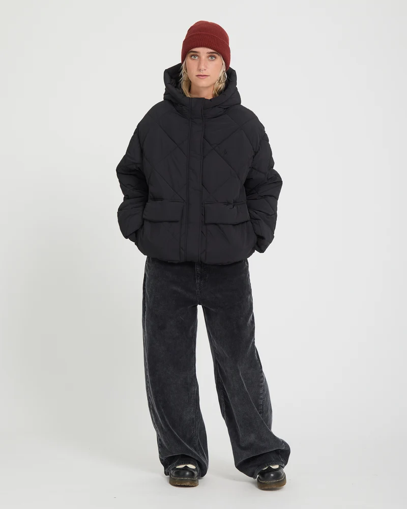 Out Of Boxy Puffer Jacke - Black