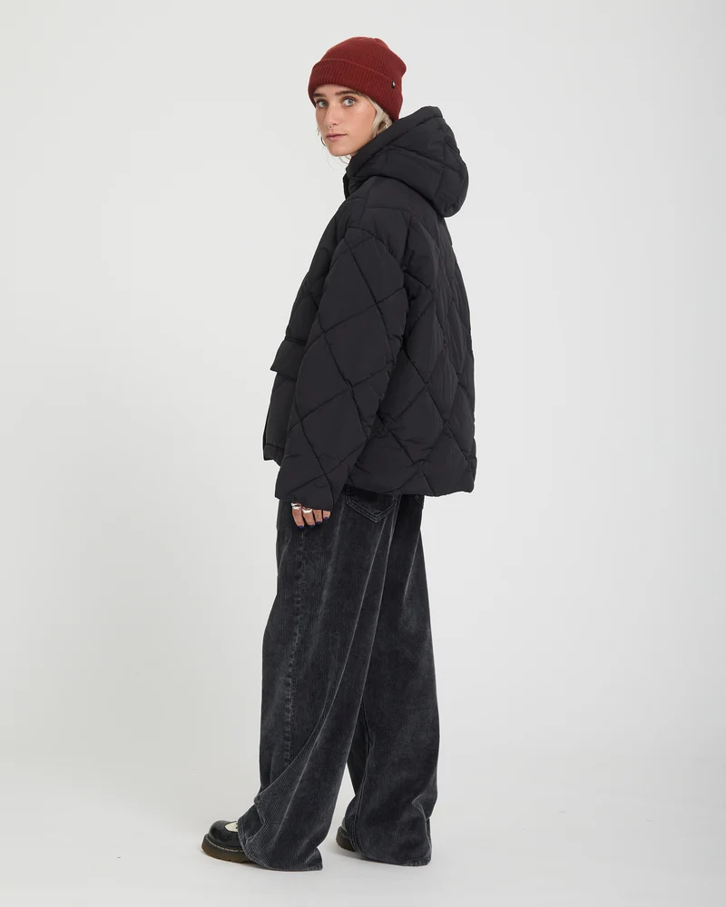 Out Of Boxy Puffer Jacke - Black