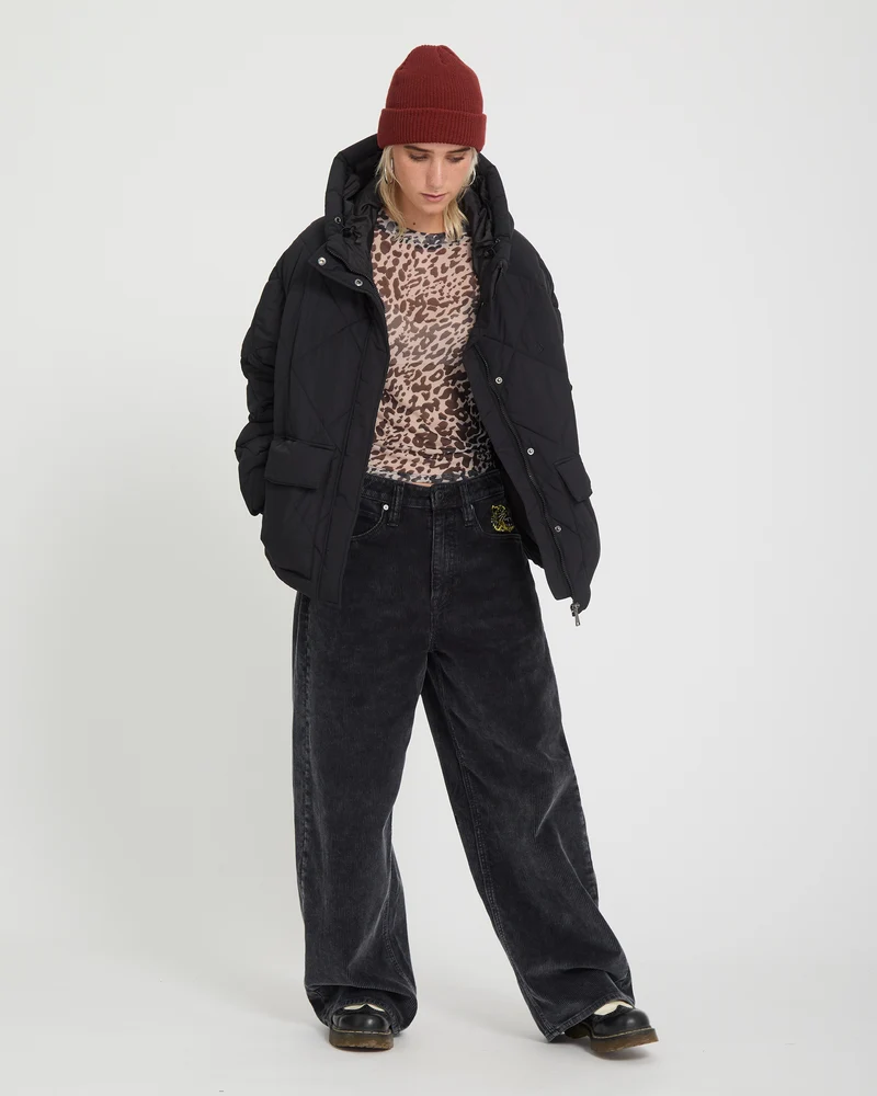 Out Of Boxy Puffer Jacke - Black