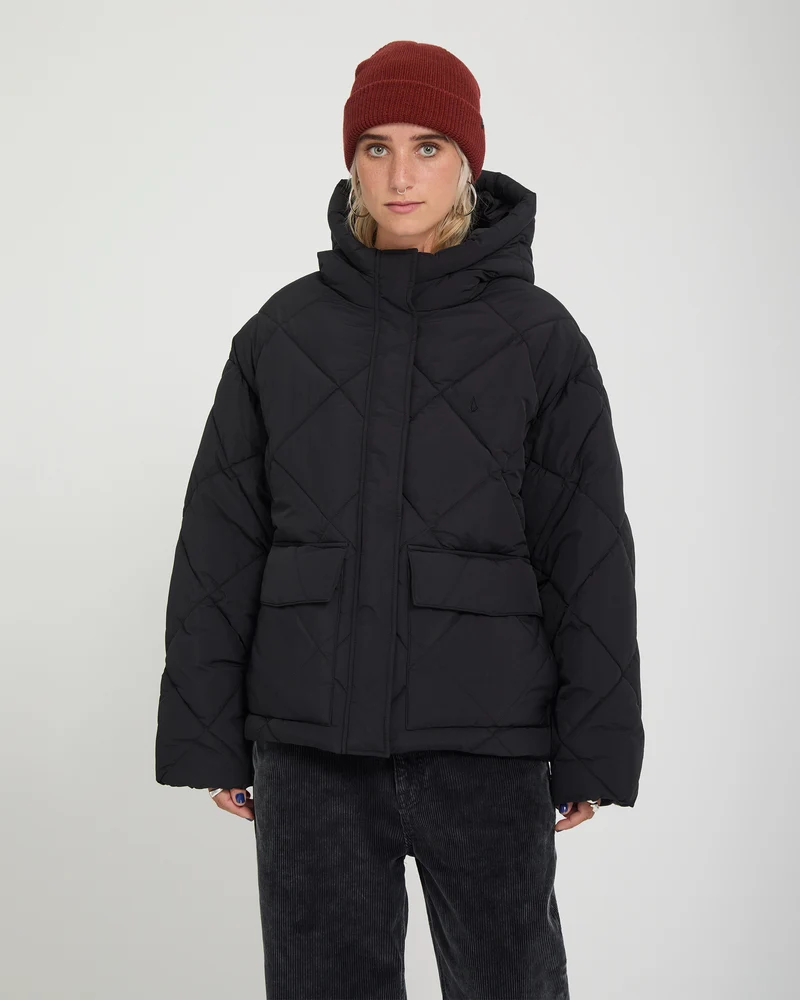 Out Of Boxy Puffer Jacke - Black