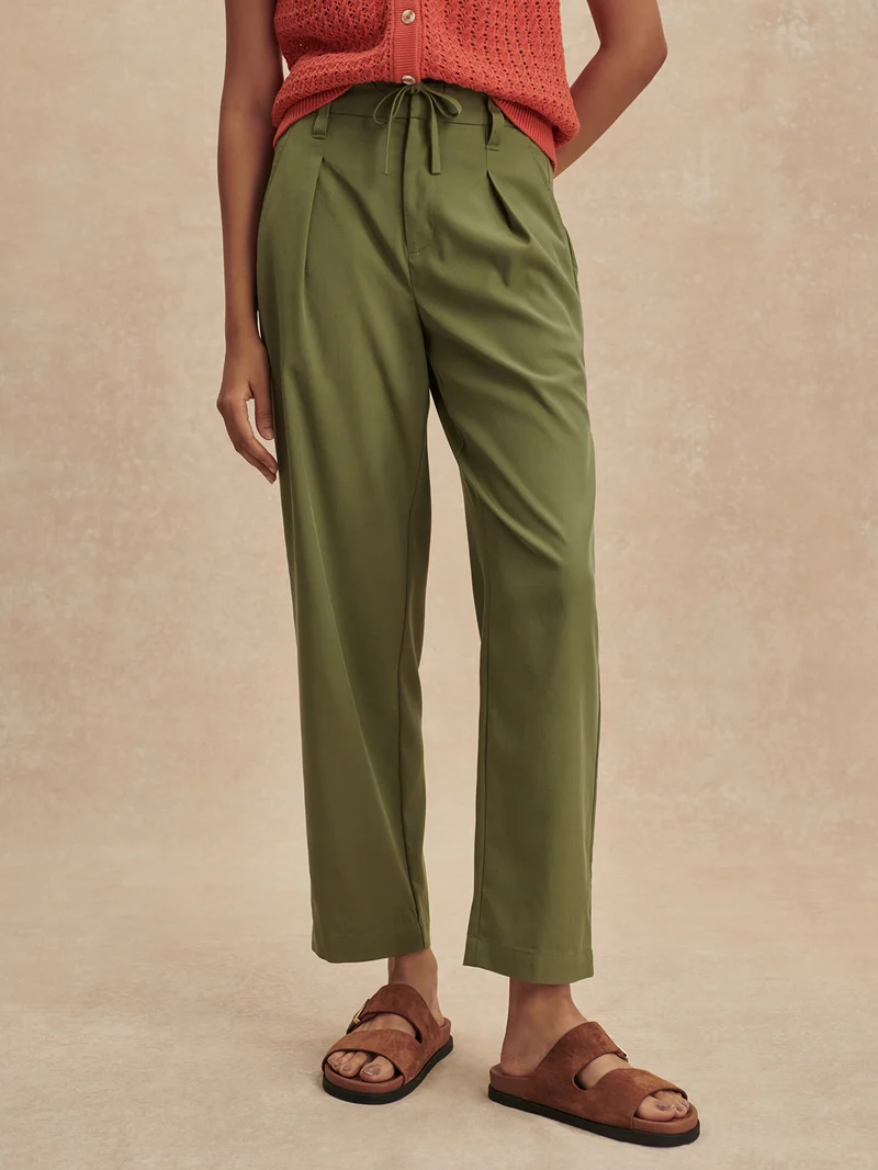 Soft Stretch Tapered Pleat Trouser Long