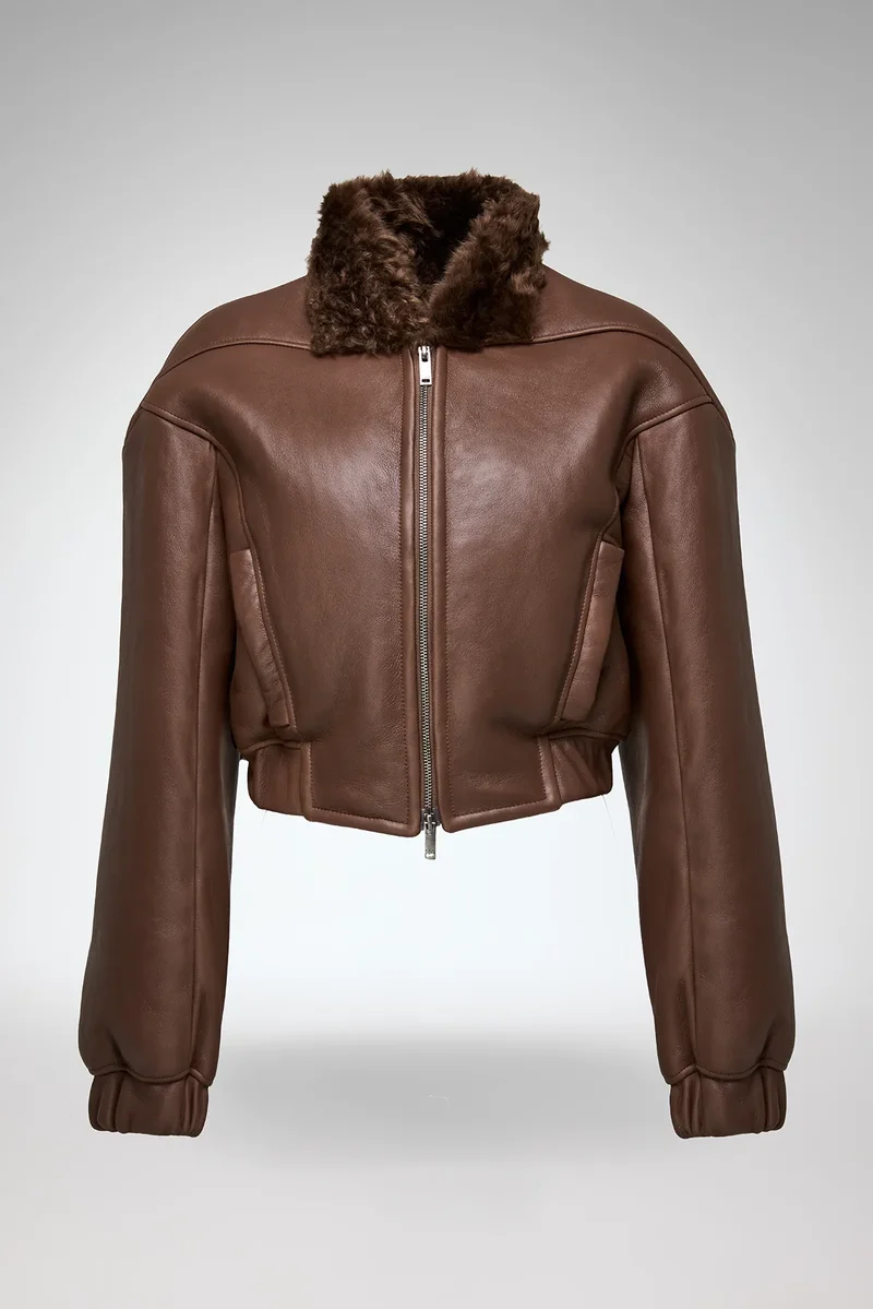 Sheela – Braune Lammfelljacke