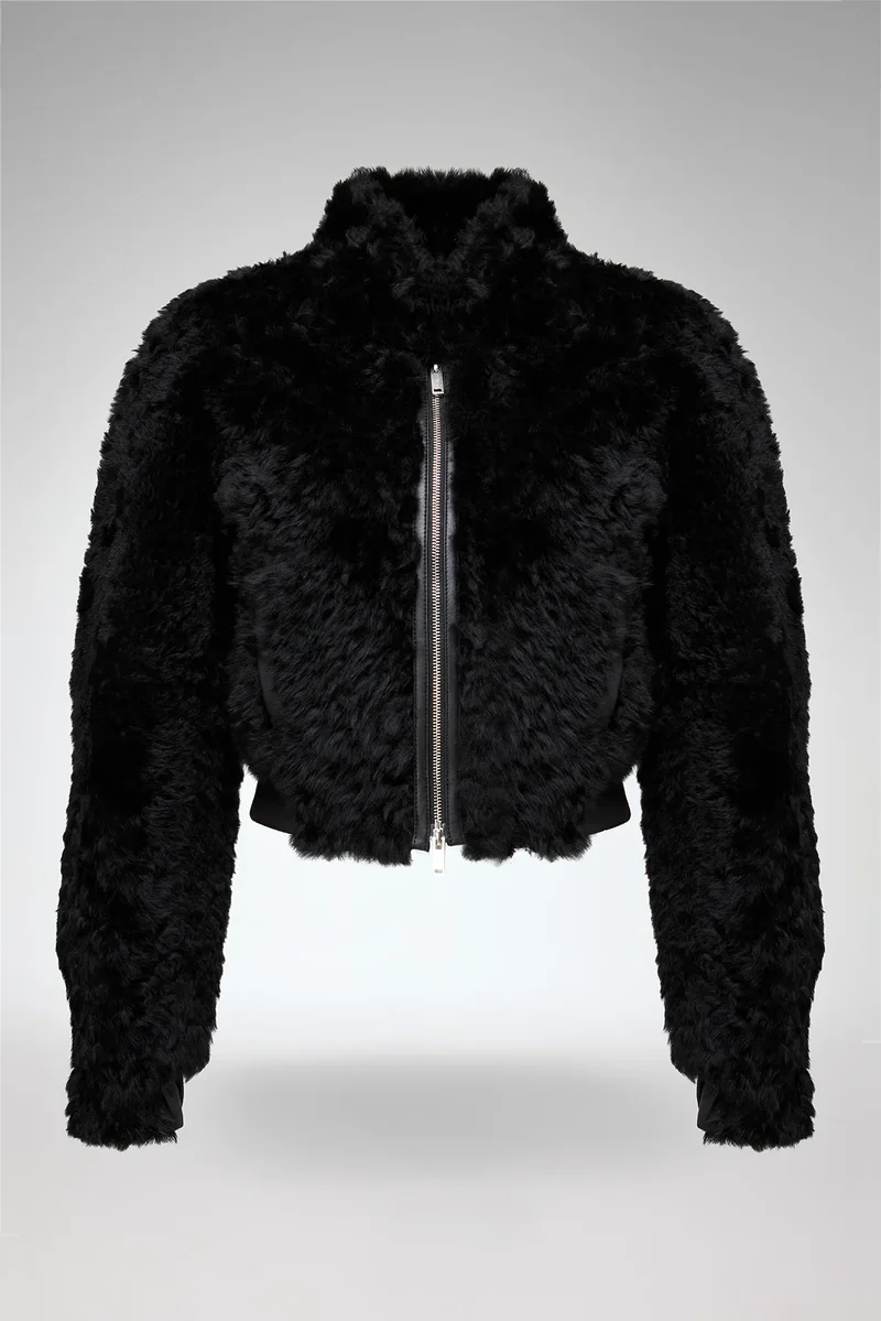Liviana – Schwarze Lammfelljacke