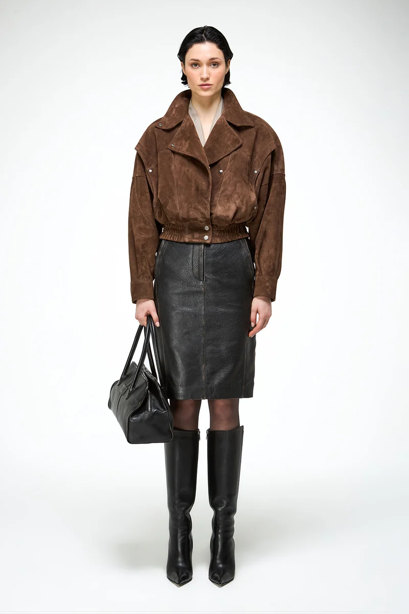 Clara - Tabak Lederjacke