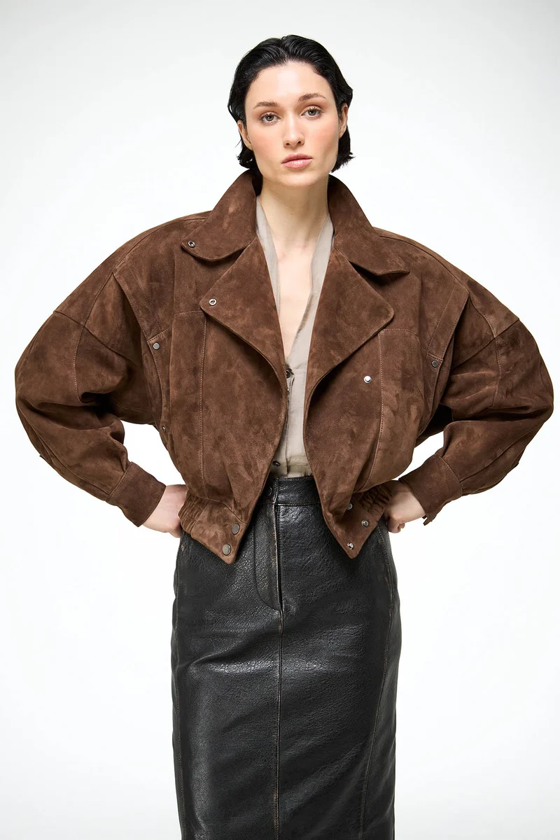Clara - Tabak Lederjacke