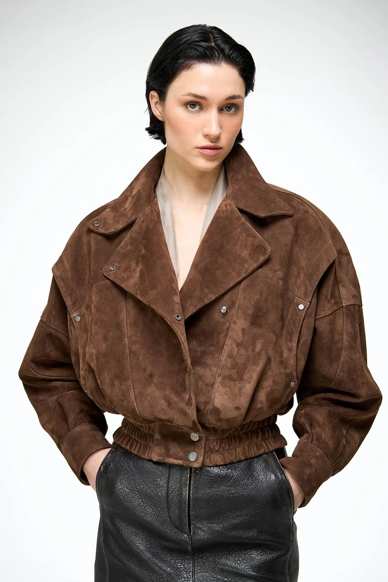 Clara - Tabak Lederjacke