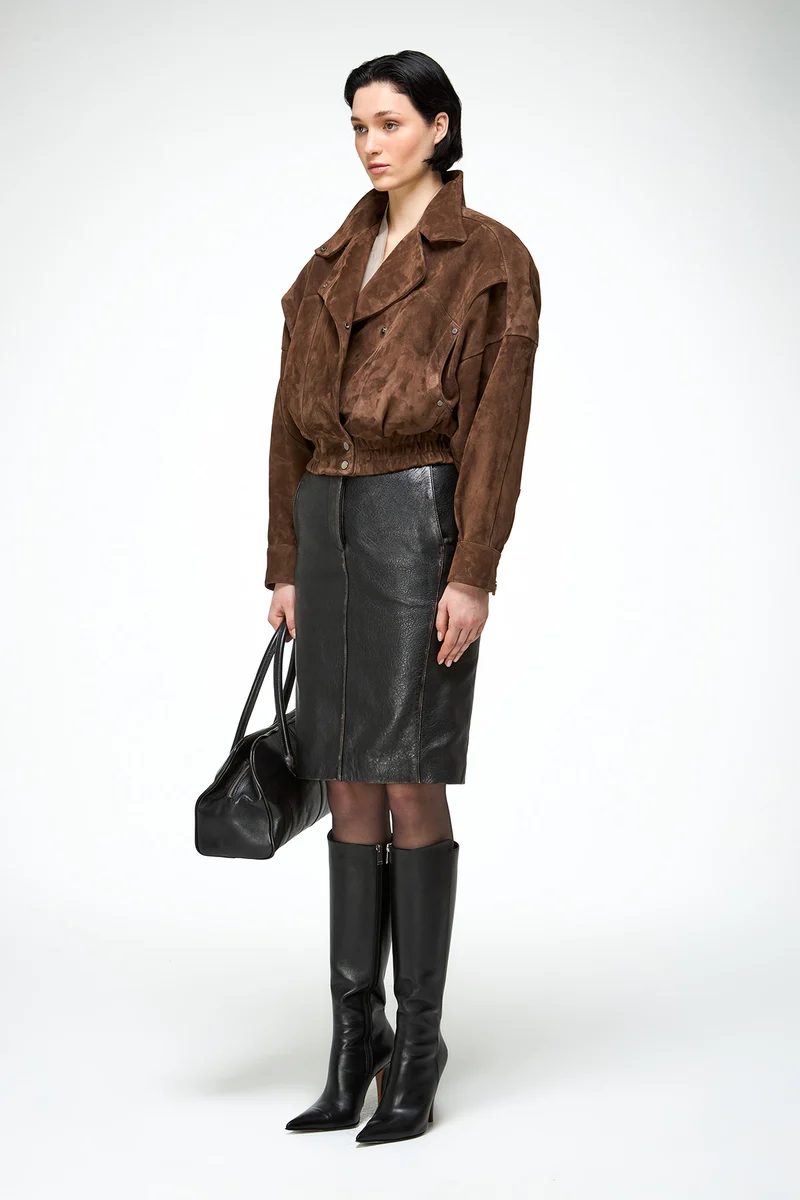 Clara - Tabak Lederjacke