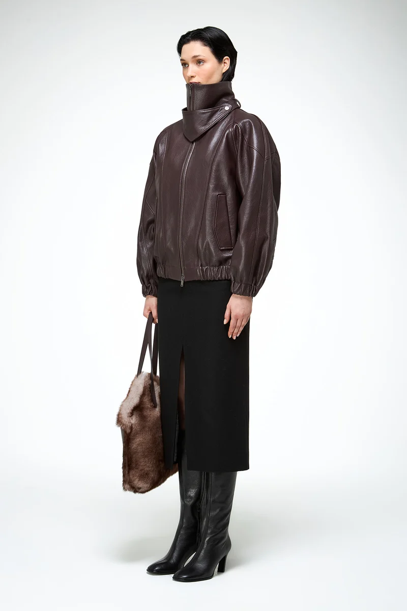 May - Dunkle Bordeaux Lederjacke