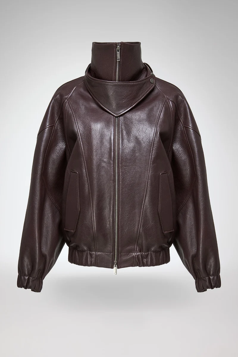 May - Dunkle Bordeaux Lederjacke