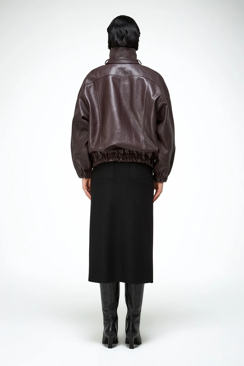 May - Dunkle Bordeaux Lederjacke