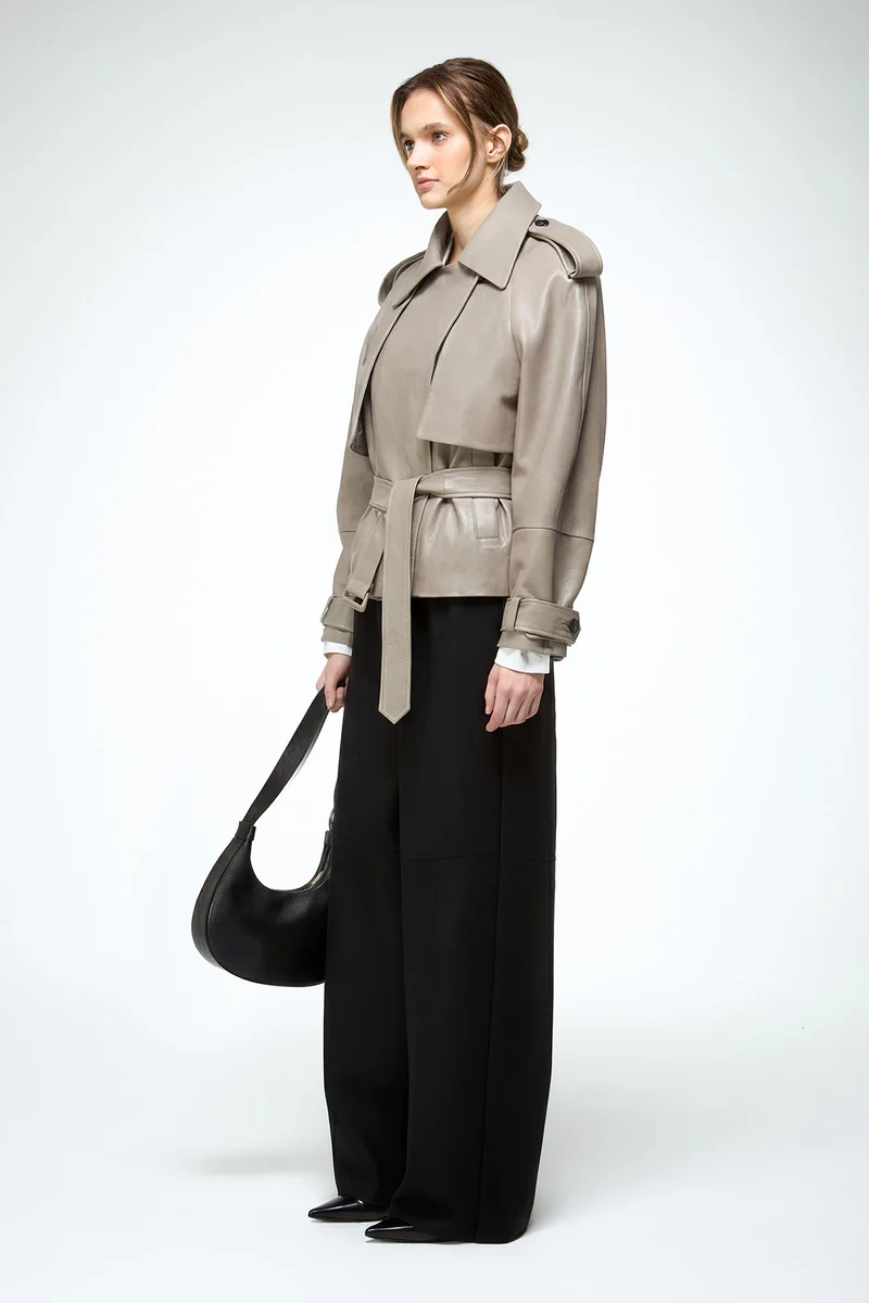 Serena - Beige Lederjacke