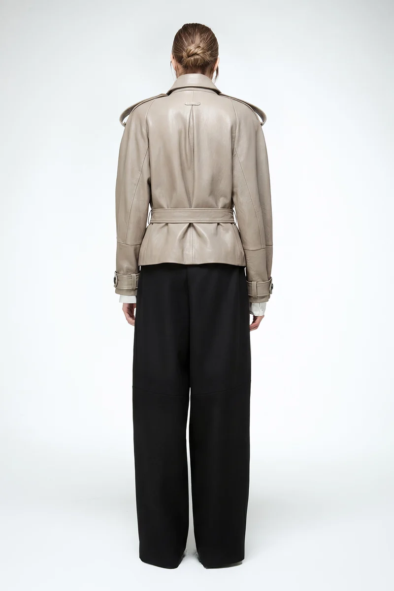 Serena - Beige Lederjacke