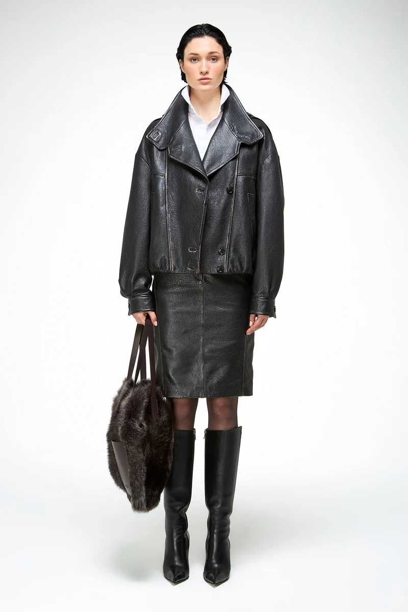 Maya – Dunkelbraune Lederjacke