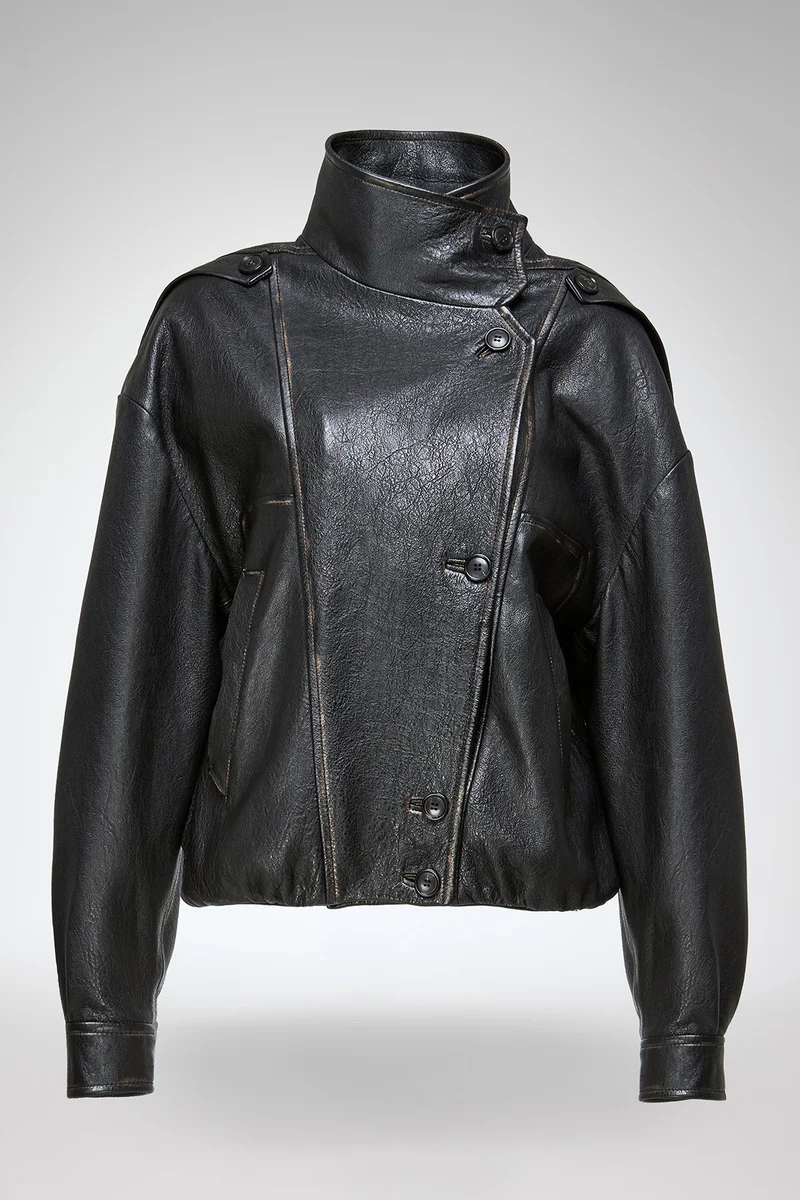 Maya – Dunkelbraune Lederjacke