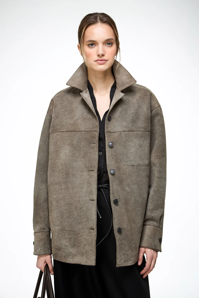 Nora - Graue Lederjacke