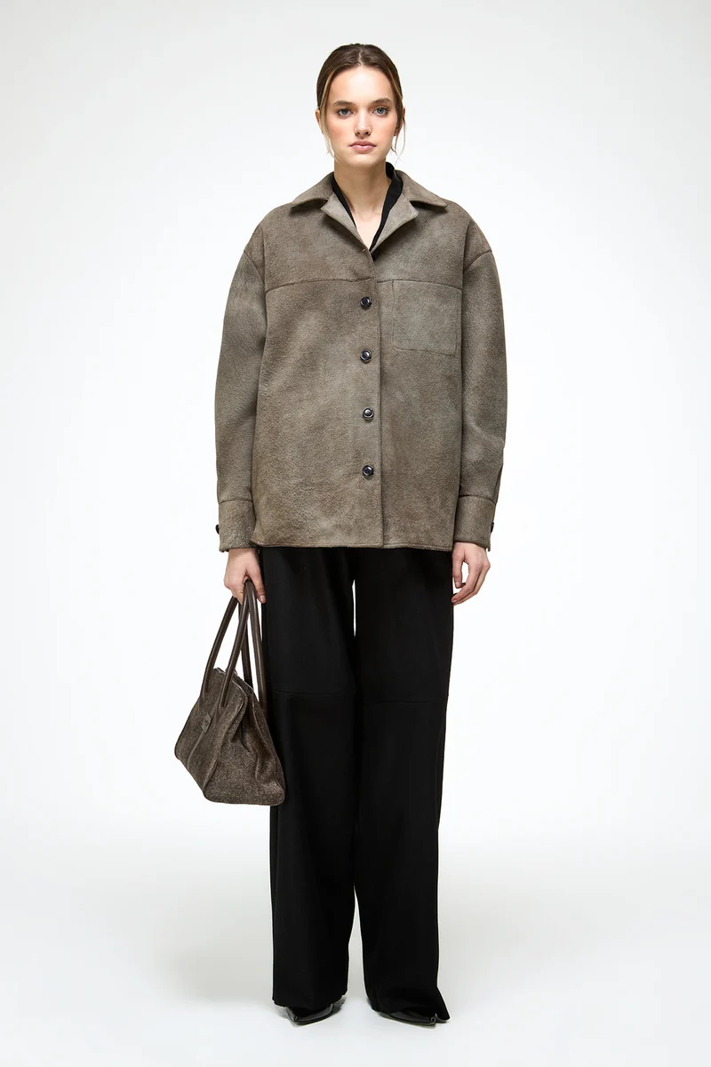 Nora - Graue Lederjacke