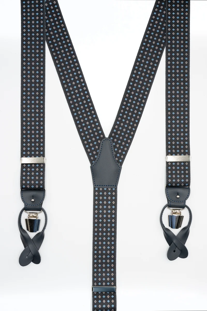 Bretelle Elasticizzate con Clip e Asole in Pelle - FANT. BLU