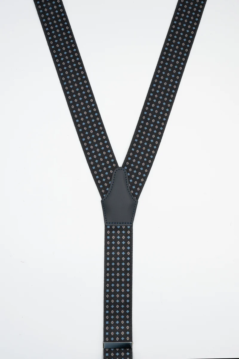 Bretelle Elasticizzate con Clip e Asole in Pelle - FANT. BLU