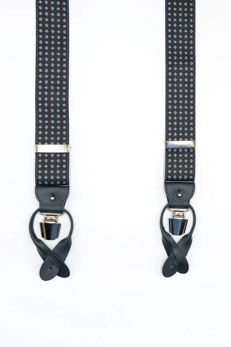 Bretelle Elasticizzate con Clip e Asole in Pelle - FANT. BLU
