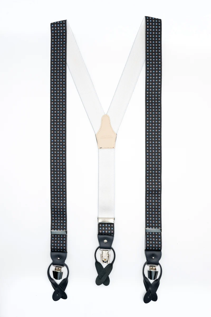 Bretelle Elasticizzate con Clip e Asole in Pelle - FANT. BLU