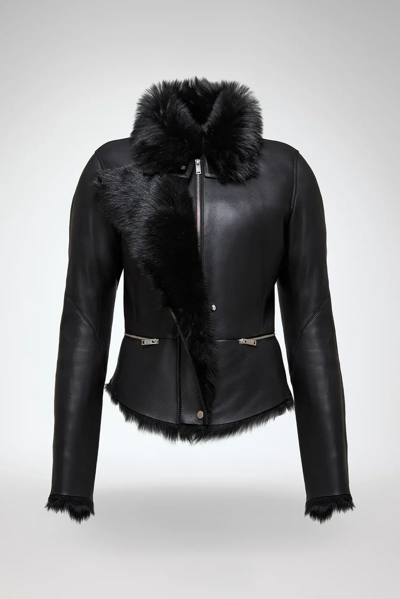 Azul - Schwarze Lammfelljacke