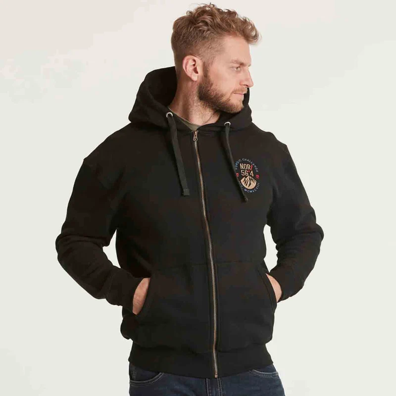 Allsize Kapuzen-Sweatjacke Herren Übergröße 4XL-8XL, Schwarz mit Aplikation
