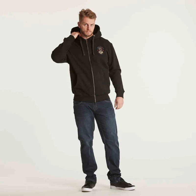 Allsize Kapuzen-Sweatjacke Herren Übergröße 4XL-8XL, Schwarz mit Aplikation