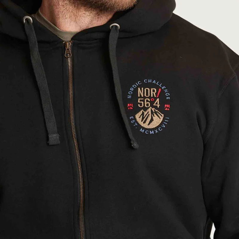 Allsize Kapuzen-Sweatjacke Herren Übergröße 4XL-8XL, Schwarz mit Aplikation