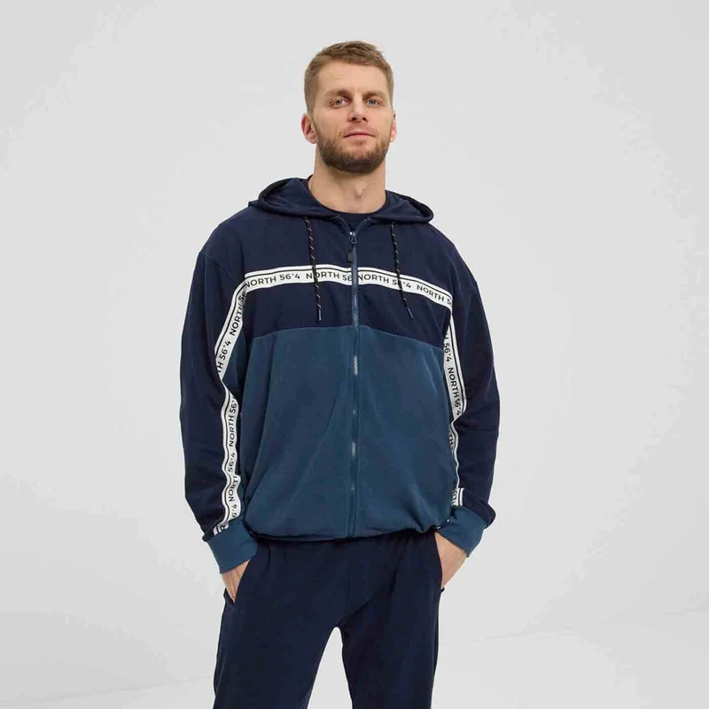 Allsize Kapuzen-Sweatjacke Herren Übergröße 4XL-8XL, Blau Gestreift