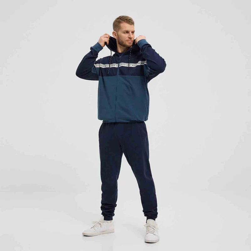 Allsize Kapuzen-Sweatjacke Herren Übergröße 4XL-8XL, Blau Gestreift