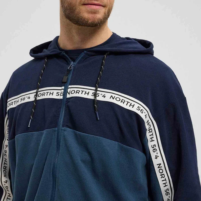 Allsize Kapuzen-Sweatjacke Herren Übergröße 4XL-8XL, Blau Gestreift