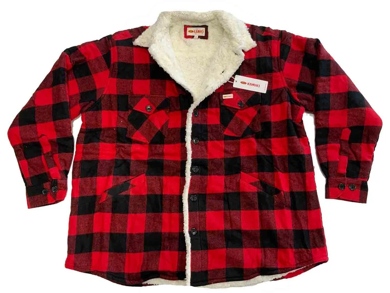 Kamro Holzfäller-Arbeitsjacke Herren Übergröße, 4XL-10XL, Schwarz/Rot
