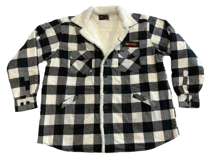 Kamro Holzfäller-Arbeitsjacke Herren Übergröße, 4XL-10XL, Schwarz/Weiß