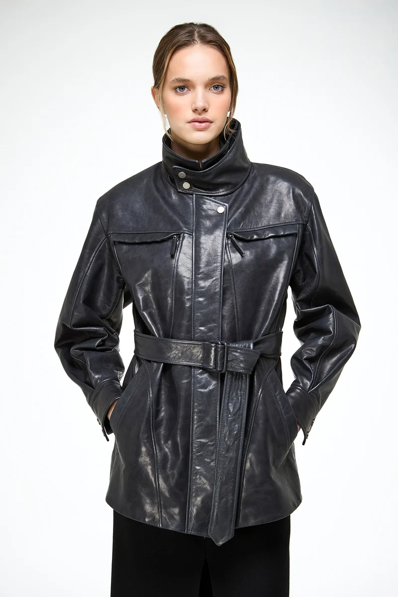 Chiara - Carbon Ledermantel